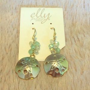 Elly Preston drop dangle sand dollar earrings